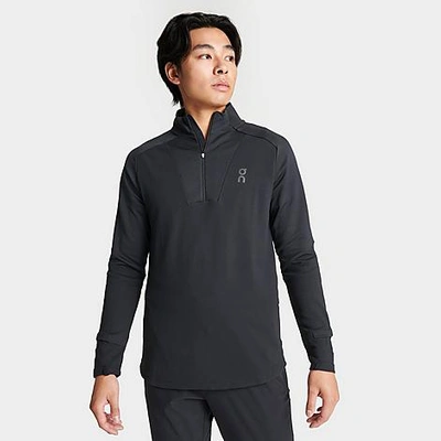 On Climate Stretch Recycled-jersey Half-zip Top In Black/black