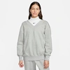 Nike Women's  Sportswear Phoenix Fleece Oversized V-neck Sweatshirt In Dark Grey Heather/sail 