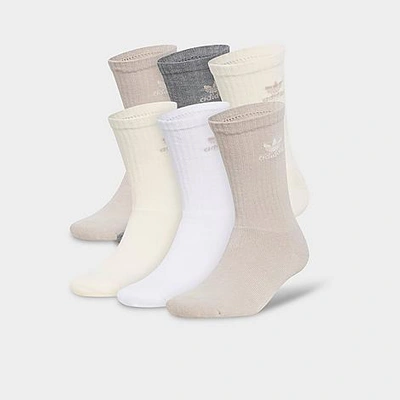 Adidas Originals Mens  Trefoil Neutrals 6 Pack Crew Socks In White/white