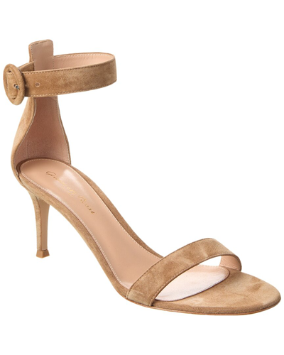 Gianvito Rossi Portofino 70 Suede Sandal In Brown