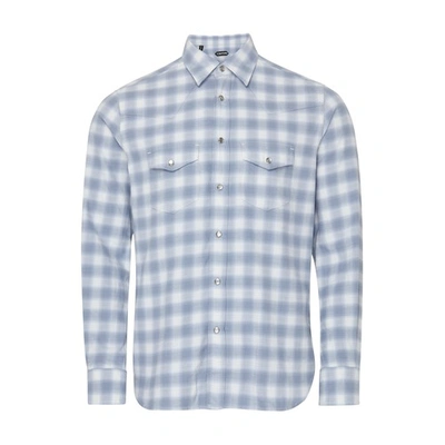 Tom Ford Long-sleeve Cowboy Shirt In Combo_light_blue_white
