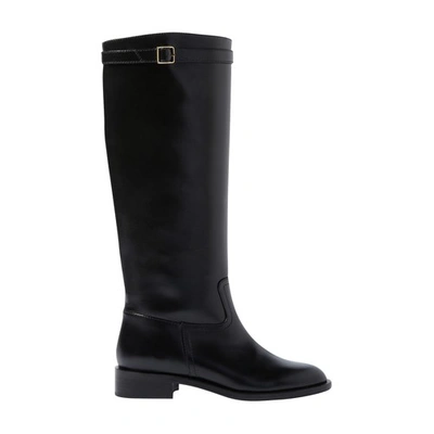 Scarosso Knee-high Leather Boots In Black_calf