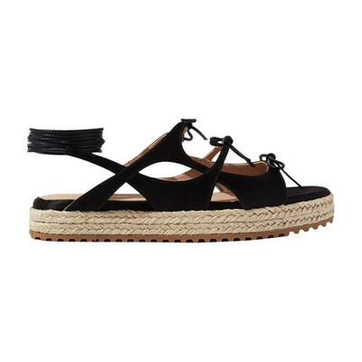 Scarosso Sweet Lace Sandals In Black_silk