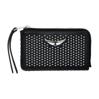 Zadig & Voltaire Zv Card Dotted Swiss Card Holder In Schwarz