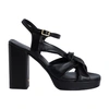 Zadig & Voltaire Zadig&voltaire Women's Noir Forget Me Knot Bow-front Leather Sandals In Schwarz