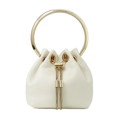 Jimmy Choo Mini Bon Bon Bucket Bag In Latte