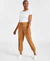 Style & Co Petite Solid Drawcord-hem Utility Pants, Created For Macy's In Caramel Kiss