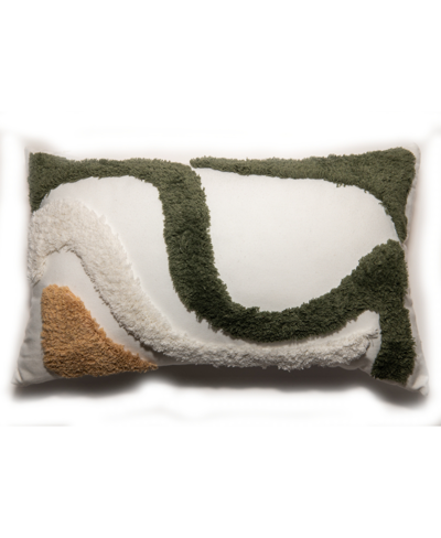 Jill Zarin Abstract Shag Decorative Pillow, 20" X 12" In Green