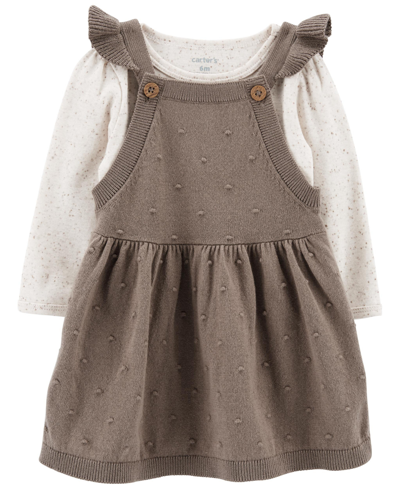 Carter's Baby Girls Long Sleeve Bodysuit And Jumper, 2 Piece Set In Gray