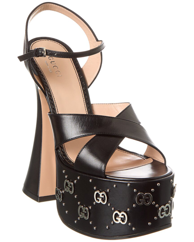 Gucci Interlocking G Studded Platform Sandals 155 In Black