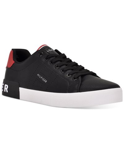 Tommy Hilfiger Men's Rezmon Lace Up Low Top With H Logo Sneakers In Black