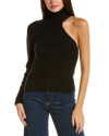 Bardot Kali One-shoulder Turtleneck Sweater In Black