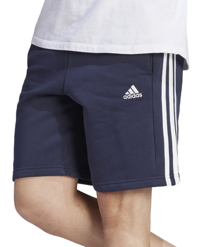 Adidas Originals Adidas Men's 3-stripes 10" Fleece Shorts In Leg Ink,wht