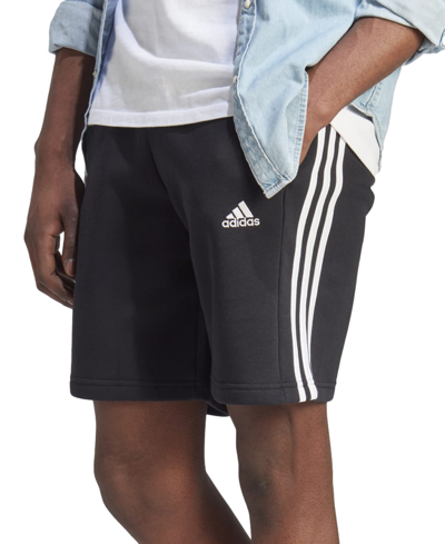 Adidas Originals Adidas Men's 3-stripes 10" Fleece Shorts In Black,wht