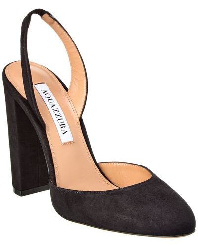 Aquazzura Talita 105 Suede Slingback Pump In Black