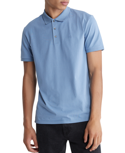 Calvin Klein Men's Regular-fit Smooth Cotton Monogram Logo Polo Shirt In Infinity