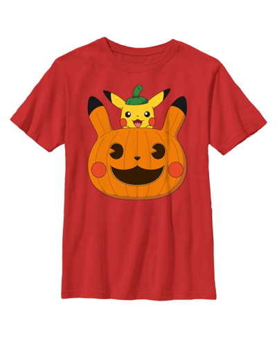 Nintendo Boy's Pokemon Halloween Pikachu Jack-o'-lantern Child T-shirt In Red