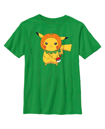 Nintendo Boy's Pokemon Halloween Pumpkin Pikachu Child T-shirt In Kelly Green