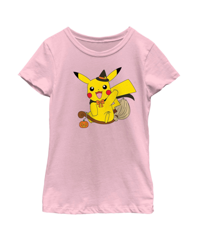 Nintendo Girl's Pokemon Halloween Pikachu Witch Costume Child T-shirt In Light Pink