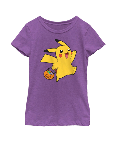 Nintendo Girl's Pokemon Halloween Trick-or-treating Pikachu Child T-shirt In Purple Berry