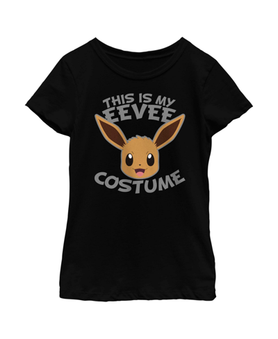 Nintendo Girl's Pokemon Halloween This Is My Eevee Costume Child T-shirt In Black