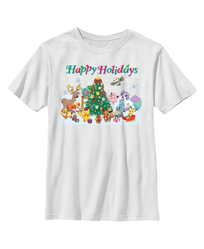 Nintendo Boy's Pokemon Happy Holidays Crew Child T-shirt In White