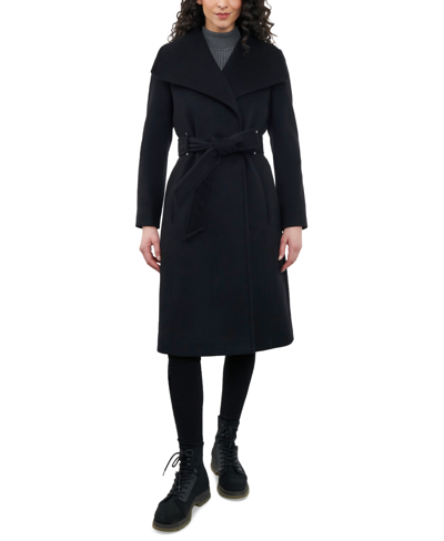 Anne Klein Women's Cashmere Blend Belted Wrap Coat In Black