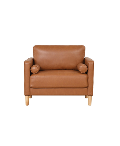 Lifestyle Solutions 39.8"w Faux Leather Upholstered Morris Chair In Caramel