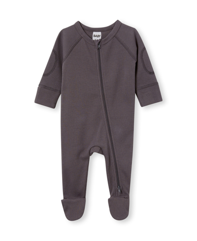 Cotton On Baby Boys Waffle Knit Zip Up Footed Coverall In Rabbit Gray
