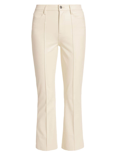 7 For All Mankind Women's High-rise Slim Kick Vegan Leather Pants In Cream