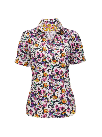 Robert Graham Angie Floral-print Puff-sleeve Blouse In Multi