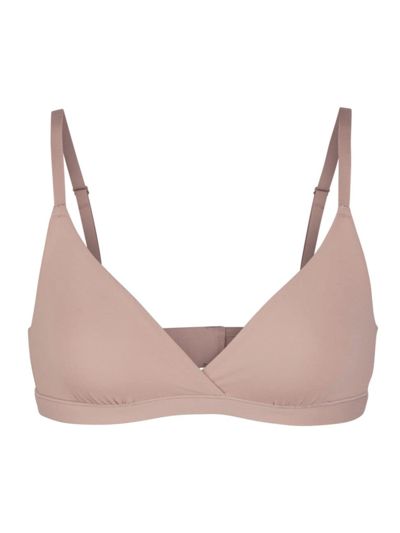 Skims Fits Everybody Wrap-effect Triangle Stretch Bralette In Sienna