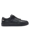 HUGO BOSS MEN'S LEATHER LACE-UP TRAINERS WITH MONOGRAM DETAILING