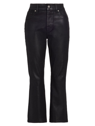 7 For All Mankind High Rise Cropped Slim Kick Flare Jeans In Black
