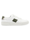 HUGO BOSS MEN'S LEATHER LOW-TOP TRAINERS WITH SIGNATURE-STRIPE TRIM