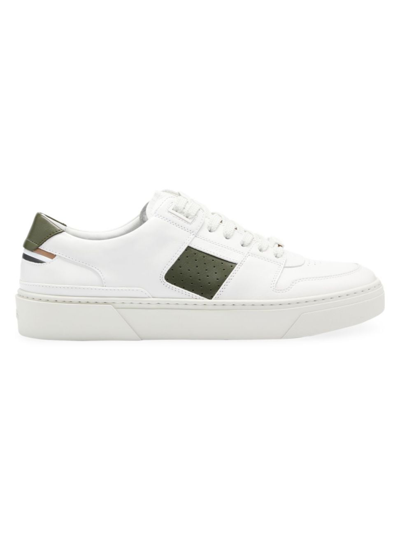 Hugo Boss Leather Low-top Trainers With Signature-stripe Trim In White