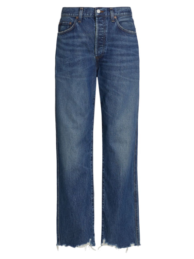 Agolde Cotton Pinched Waist High Rise Straight Jeans In Swindle