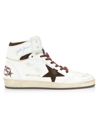 GOLDEN GOOSE MEN'S SKY STAR AND SPUR NYLON SUEDE STAR HIGH-TOP SNEAKERS