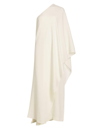 The Row Sparrow One-sleeve Draped Silk-cady Gown In Off White