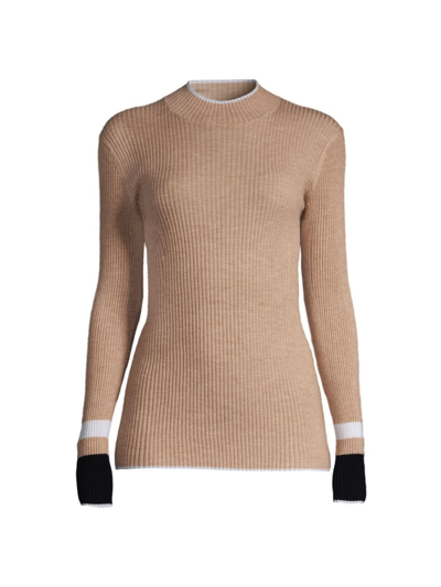 Vineyard Vines Women's Mock Turtleneck Cashmere Sweater In Camel Heather