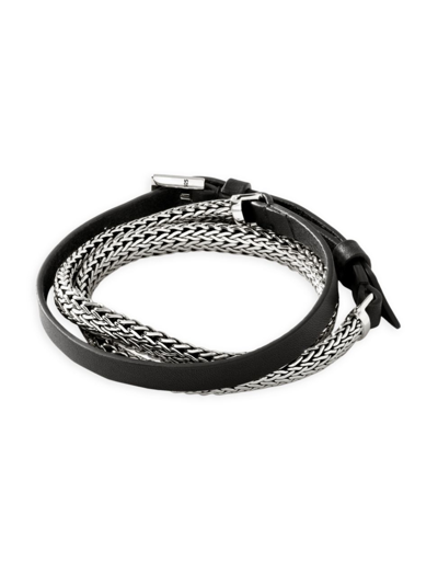 JOHN HARDY WOMEN'S CHAIN CLASSIC STERLING SILVER & LEATHER TRIPLE WRAP BRACELET