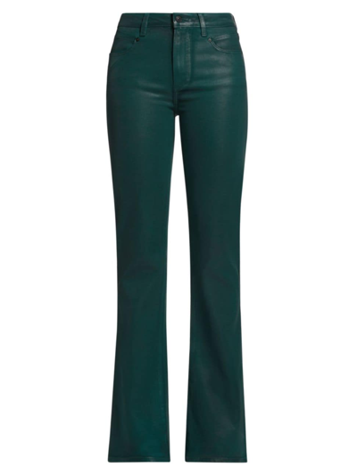 Paige Women's Laurel Canyon High-rise Coated Boot-cut Pants In Teal Waters Luxe Coating