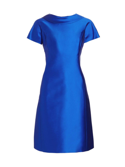 Teri Jon By Rickie Freeman Women's Roll-neck Gazar A-line Dress In Royal Blue