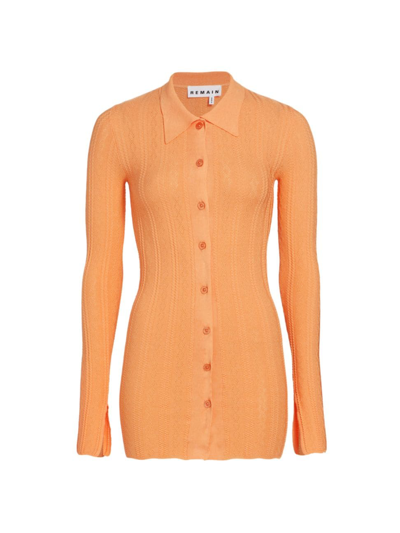 Remain Birger Christensen Orange Buttoned Cardigan In Apricot Nectar
