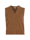 Vince Shrunken Wool Knit Button-front Sweater Vest In Mink