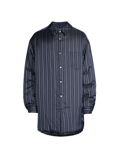 Maison Margiela Men's Striped Padded Shirt In Navy Stripe