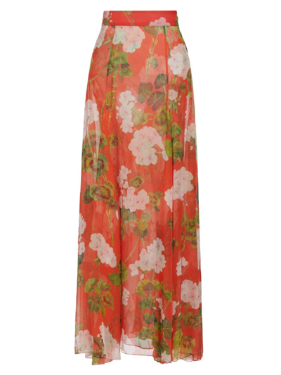 Oscar De La Renta Women's Geranium Maxi Skirt In White/sienna In Multi