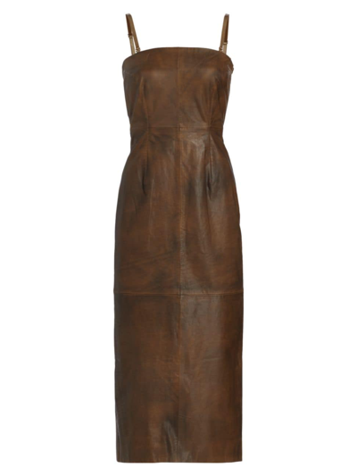 Remain Birger Christensen Brown Darted Midi Dress In Brown Sugar Comb