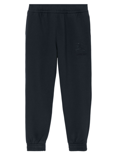 Burberry Embroidered Ekd Cotton Jogging Pants In Smoked Navy