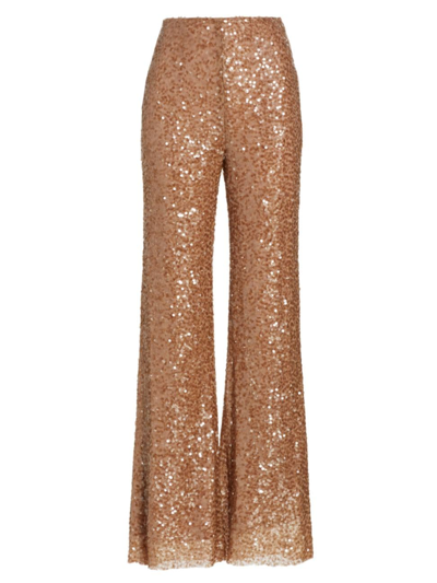 Sachin & Babi Bri High-rise Straight-leg Sequin Trousers In Brown